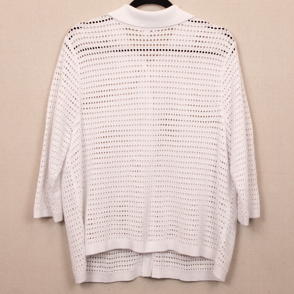 J. Jill open knit button down white cardigan-XL P - Picture 4 of 4